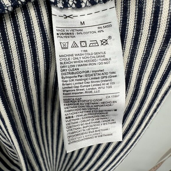 Gap Flutter Sleeve Midi Dress Navy Stripe Preppy Classiccore Knit Tie Medium - Picture 8 of 9